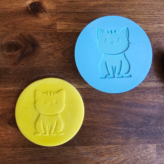 Product image of a smiley cat debosser capturing feline elegance for cookie designs.